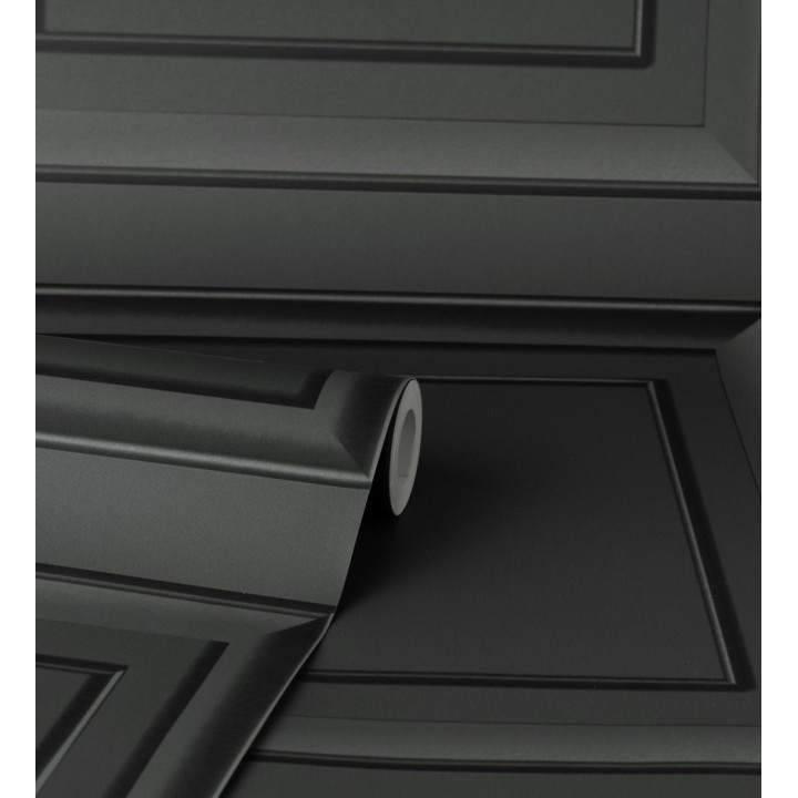 Papel pintado friso cuarterones de madera negra - Everton 681960