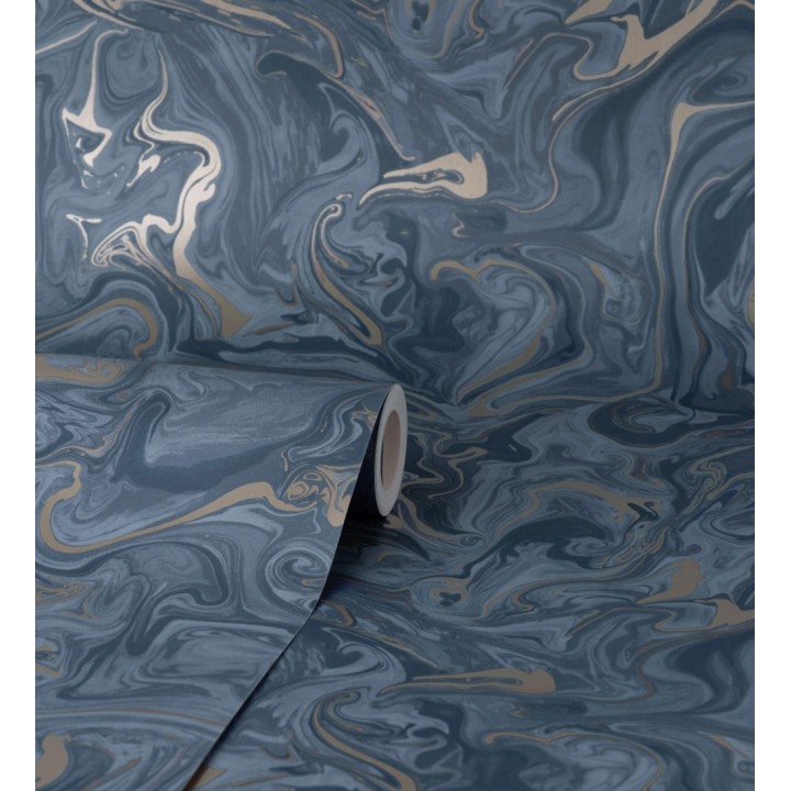 Papel pintado efecto mineral piedra de ágata azul - Mirko 681962