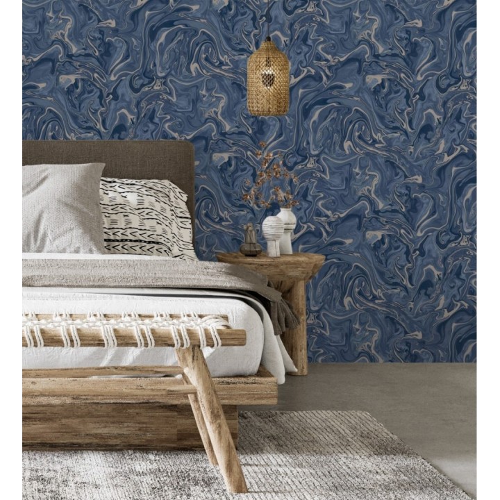 Papel pintado efecto mineral piedra de ágata azul - Mirko 681962