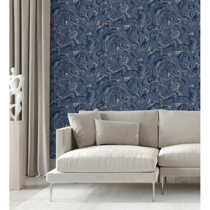 Papel pintado efecto mineral piedra de ágata azul - Mirko 681962