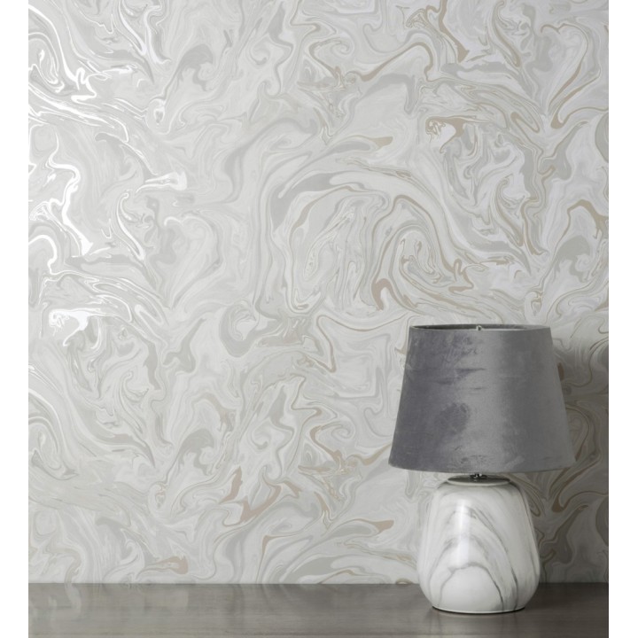 Papel pintado efecto mineral piedra de ágata blanca - Mirko 681963