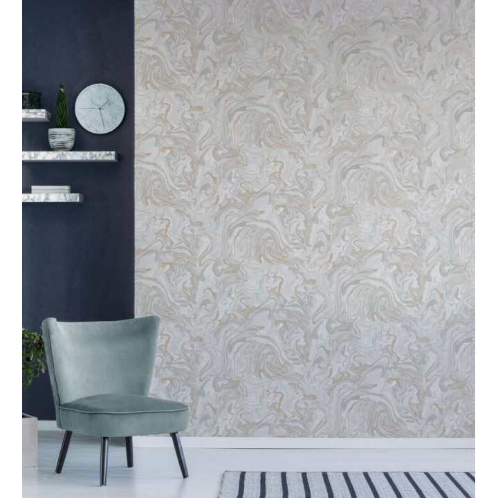 Papel pintado efecto mineral piedra de ágata blanca - Mirko 681963