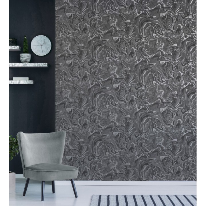 Papel pintado efecto mineral piedra de ágata gris antracita - Mirko 681964