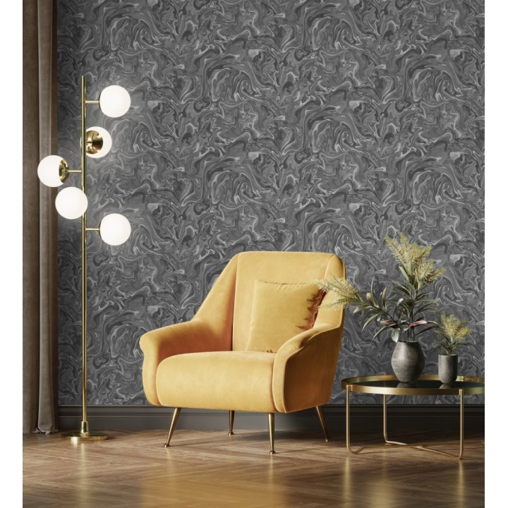 Papel pintado efecto mineral piedra de ágata gris antracita - Mirko 681964