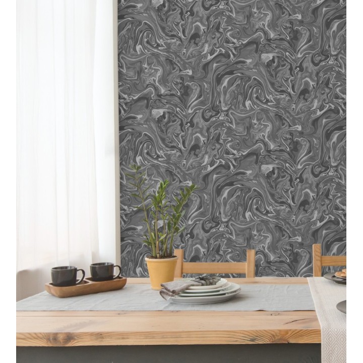 Papel pintado efecto mineral piedra de ágata gris antracita - Mirko 681964