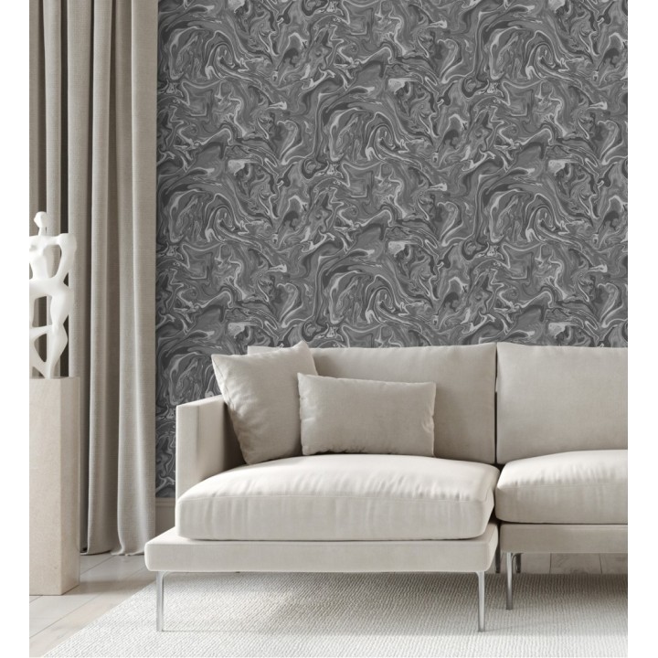 Papel pintado efecto mineral piedra de ágata gris antracita - Mirko 681964
