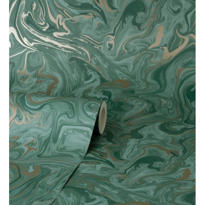 Papel pintado efecto mineral piedra de ágata verde - Mirko 681965