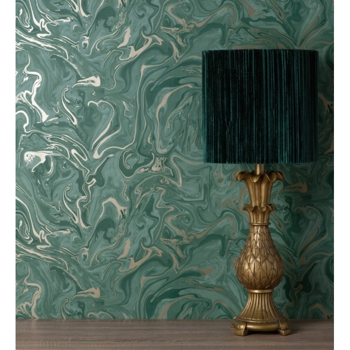 Papel pintado efecto mineral piedra de ágata verde - Mirko 681965