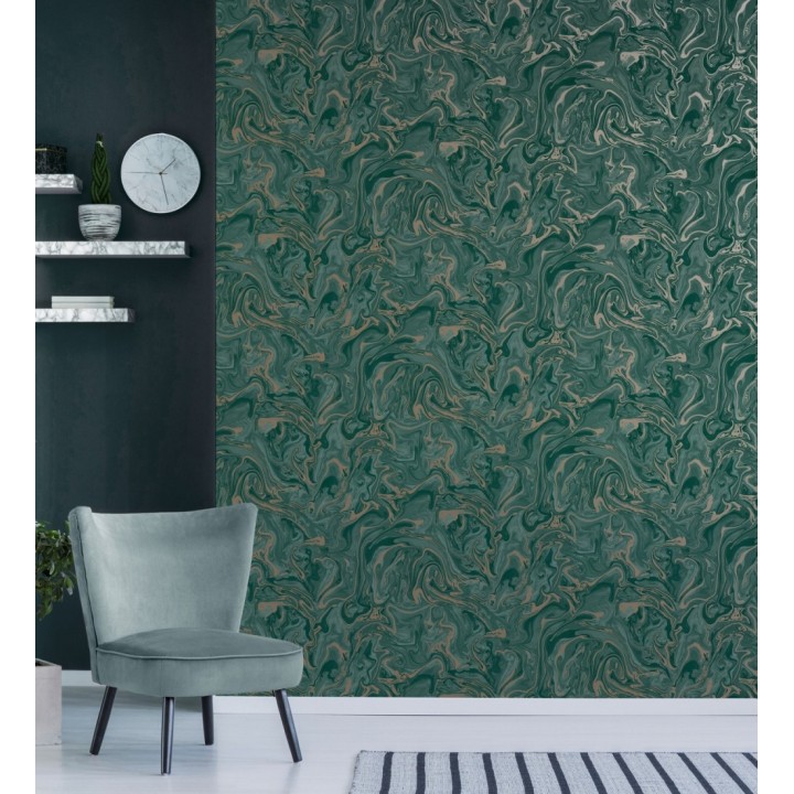 Papel pintado efecto mineral piedra de ágata verde - Mirko 681965
