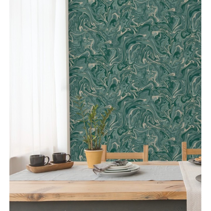 Papel pintado efecto mineral piedra de ágata verde - Mirko 681965
