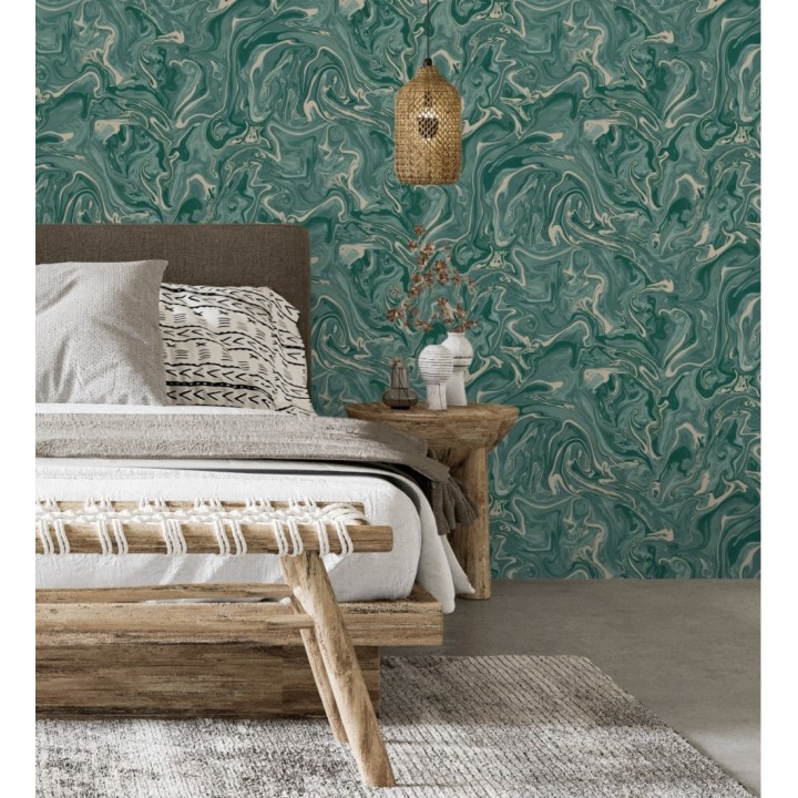 Papel pintado efecto mineral piedra de ágata verde - Mirko 681965