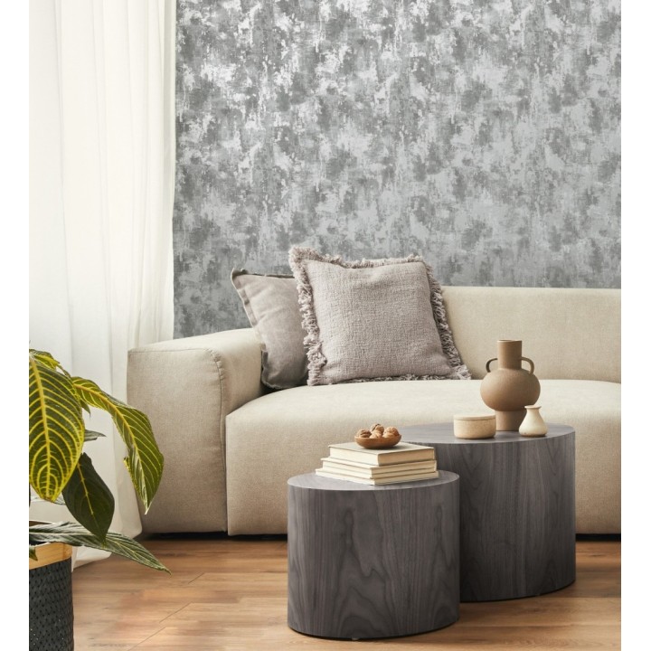 Papel pintado estuco efectos nacarados gris - Velkan 681970