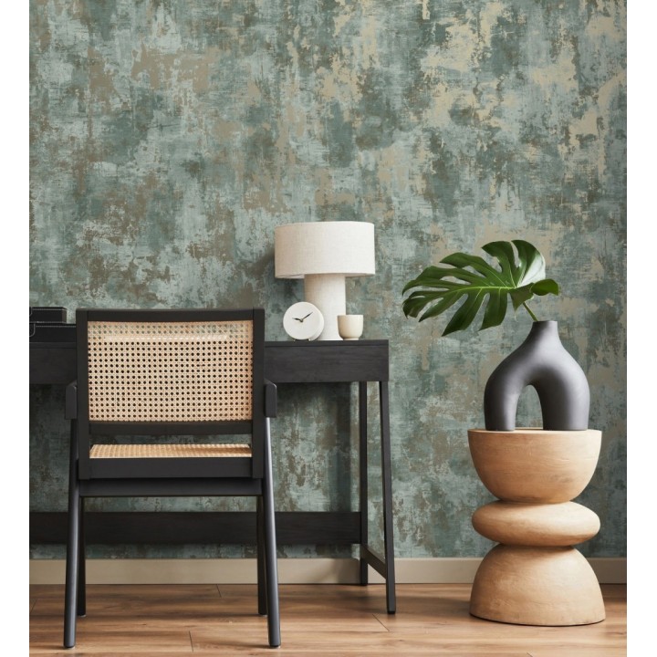 Papel pintado estuco efectos nacarados verdes - Velkan 681972