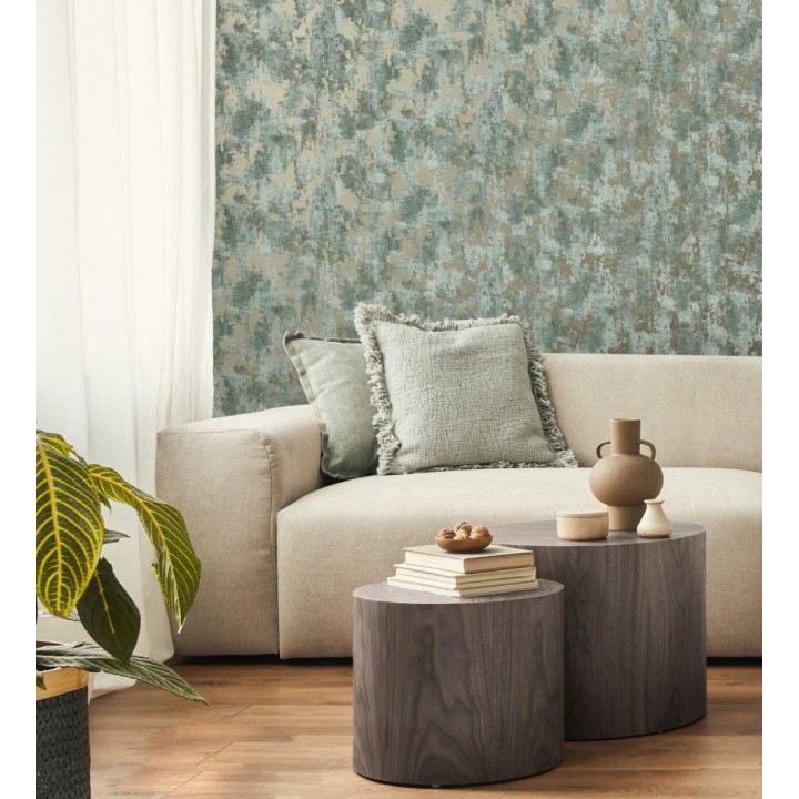 Papel pintado estuco efectos nacarados verdes - Velkan 681972