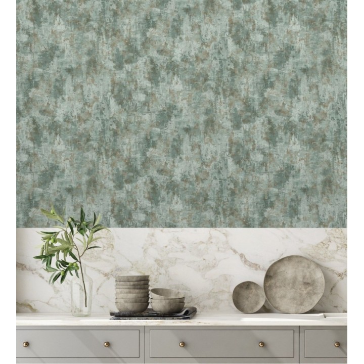 Papel pintado estuco efectos nacarados verdes - Velkan 681972