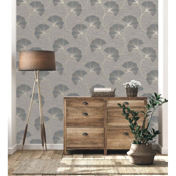 Papel pintado de flores en relieve con efectos metalizados - Evolet Flowers 681973