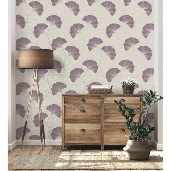 Papel pintado de flores en relieve con efectos metalizados - Evolet Flowers 681974