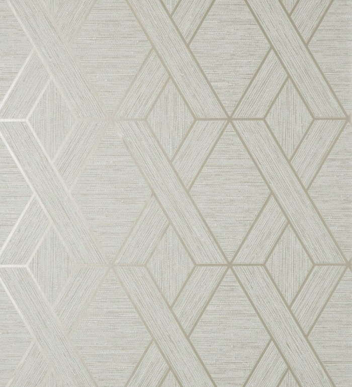 Papel pintado geométrico trenzado de líneas metalizadas imitando al textil - Evolet Braided 681977