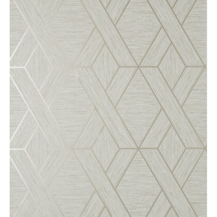 Papel pintado geométrico trenzado de líneas metalizadas imitando al textil - Evolet Braided 681977