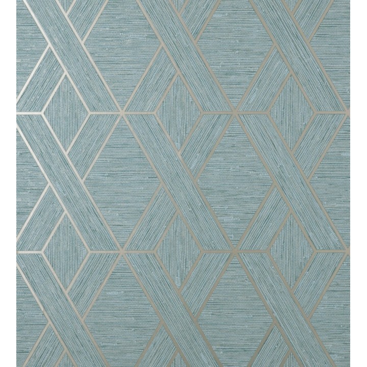 Papel pintado geométrico trenzado de líneas metalizadas imitando al textil - Evolet Braided 681978