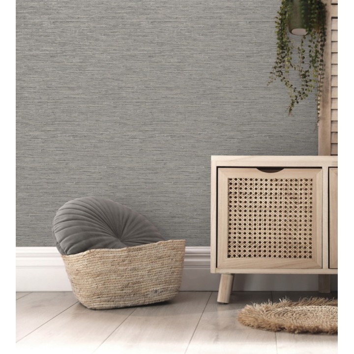 Papel pintado imitando al  textil en relieve con inserciones metalizadas - Evolet Fabric 681979