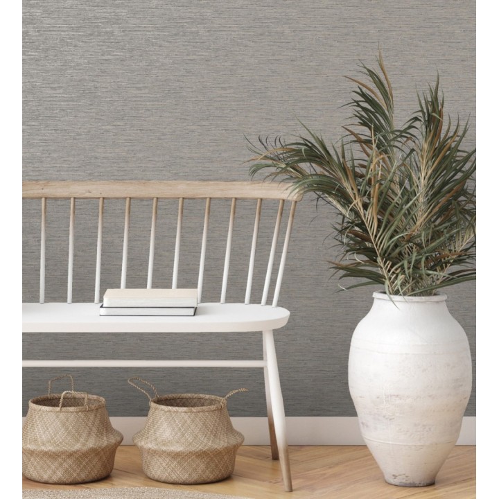 Papel pintado imitando al  textil en relieve con inserciones metalizadas - Evolet Fabric 681979