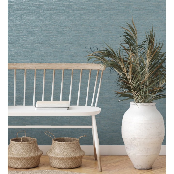 Papel pintado imitando al  textil en relieve con inserciones metalizadas - Evolet Fabric 681980