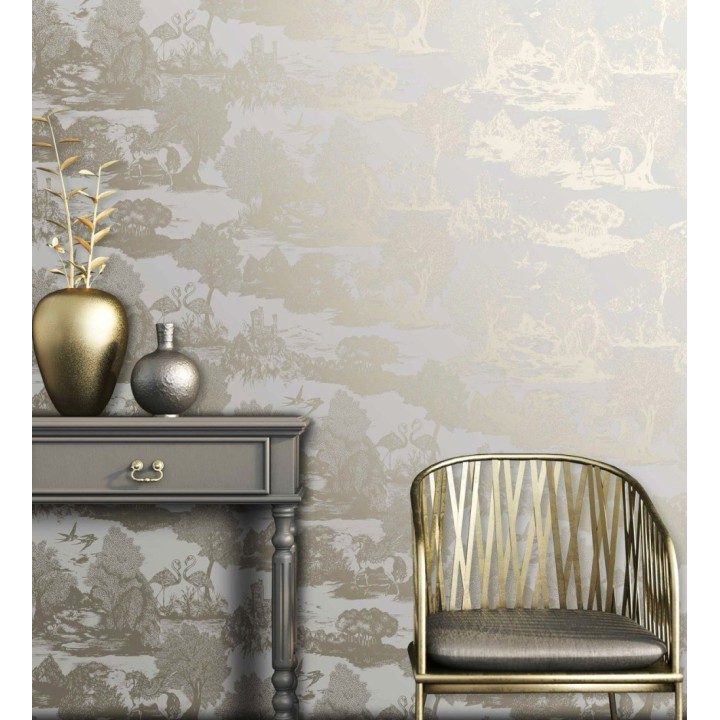 Papel pintado de paisaje artístico pintado en pan de oro - Forest Gold 681982