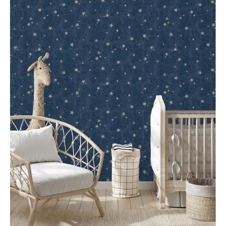 Papel pintado infantil de cielo azul con estrellas doradas - Itzel 681983