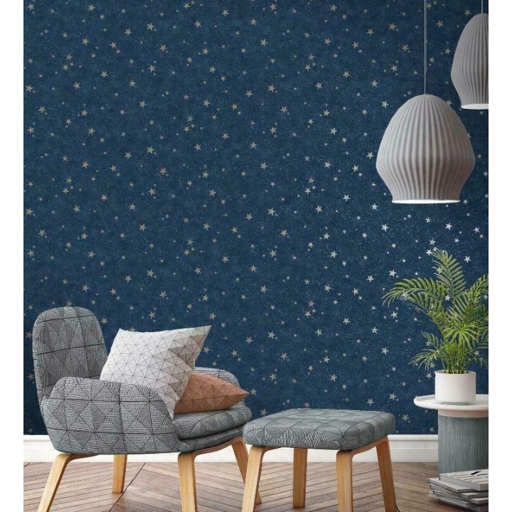 Papel pintado infantil de cielo azul con estrellas doradas - Itzel 681983