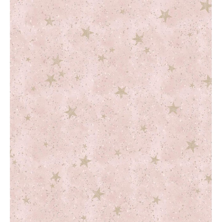 Papel pintado infantil de cielo rosa con estrellas doradas - Itzel 681984