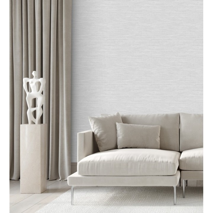 Papel pintado liso de fibras vegetales en tonos grises efecto nacarado - Nora Texture 681993