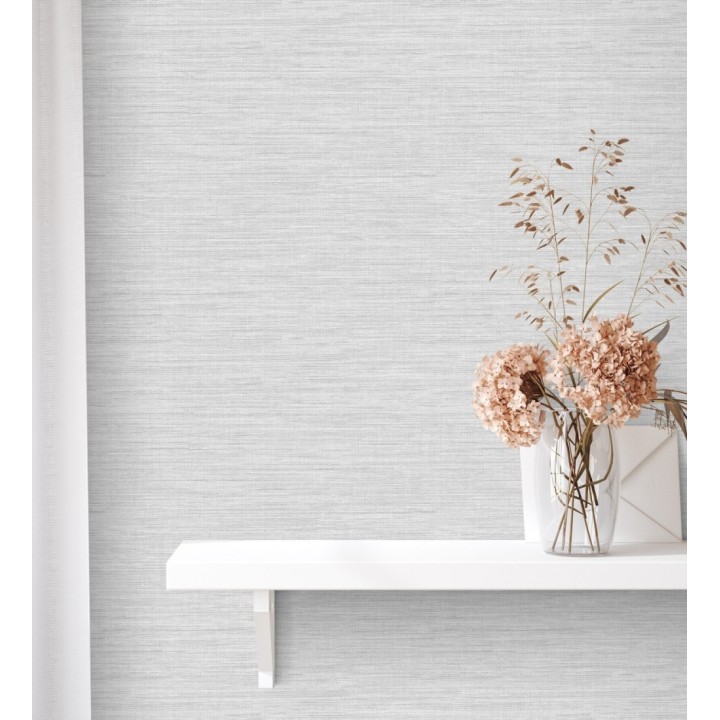 Papel pintado liso de fibras vegetales en tonos grises efecto nacarado - Nora Texture 681993