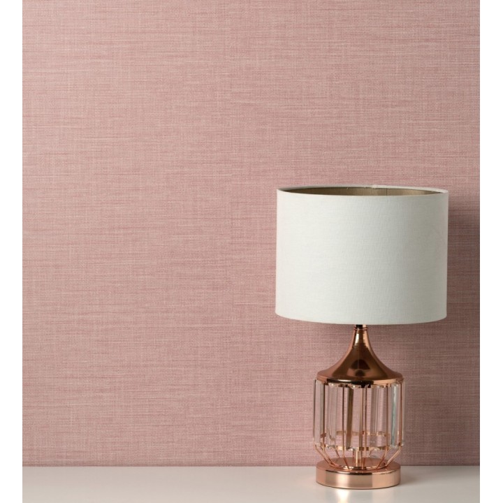 Papel pintado liso de fibras vegetales en tonos rosa efecto nacarado - Nora Texture 681994