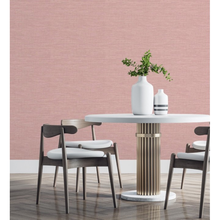 Papel pintado liso de fibras vegetales en tonos rosa efecto nacarado - Nora Texture 681994