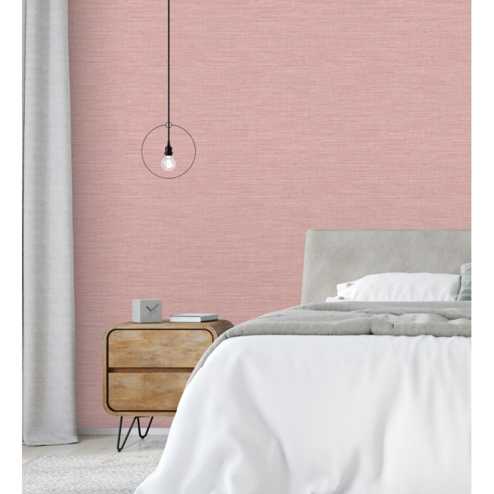 Papel pintado liso de fibras vegetales en tonos rosa efecto nacarado - Nora Texture 681994
