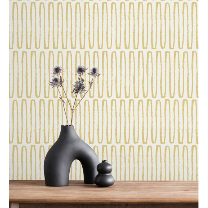 Papel pintado étnico diseño geométrico africano amarillo - Barak 682037