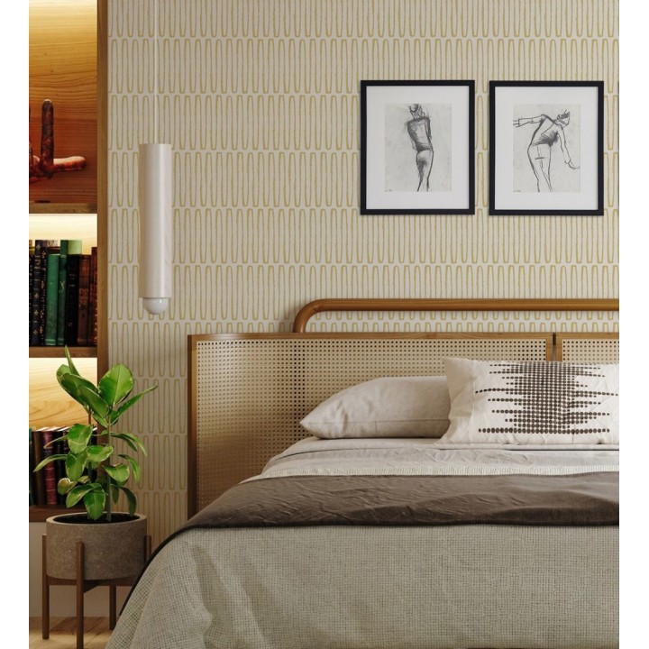 Papel pintado étnico diseño geométrico africano amarillo - Barak 682037