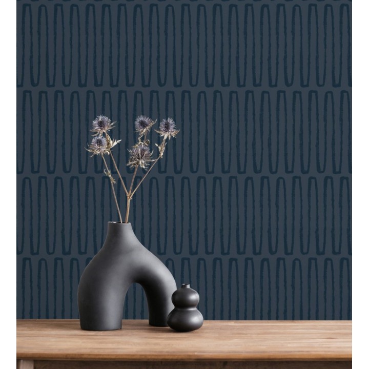 Papel pintado étnico diseño geométrico africano azul - Barak 682039