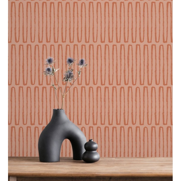 Papel pintado étnico diseño geométrico africano tonos canela  - Barak 682040