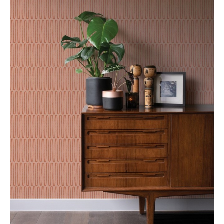 Papel pintado étnico diseño geométrico africano tonos canela  - Barak 682040