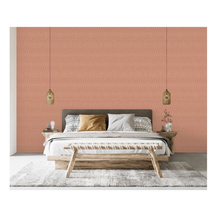 Papel pintado étnico diseño geométrico africano tonos canela  - Barak 682040