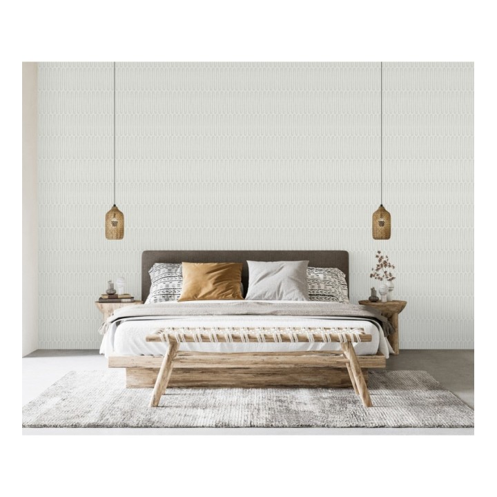 Papel pintado étnico diseño geométrico africano gris claro - Barak 682041