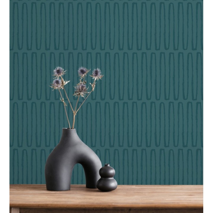 Papel pintado étnico diseño geométrico africano verde - Barak 682042