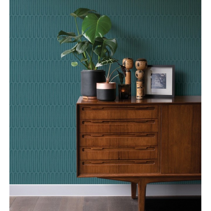 Papel pintado étnico diseño geométrico africano verde - Barak 682042