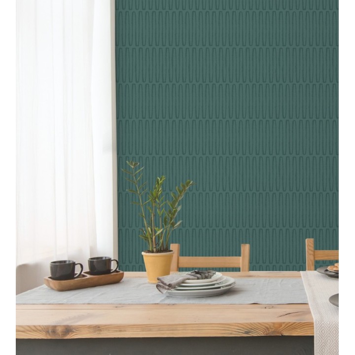 Papel pintado étnico diseño geométrico africano verde - Barak 682042