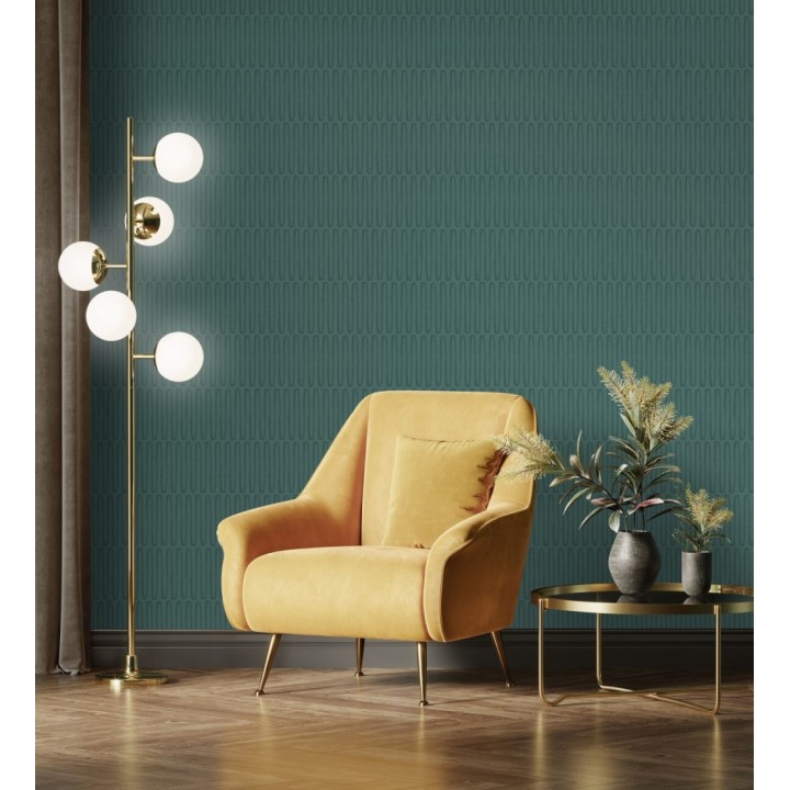 Papel pintado étnico diseño geométrico africano verde - Barak 682042