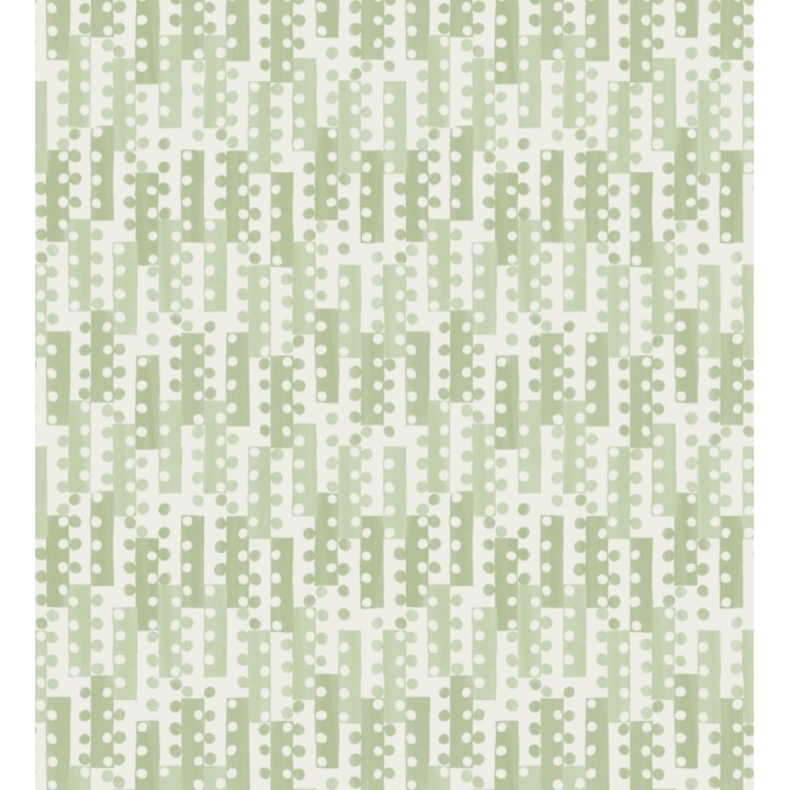 Papel pintado geométrico de puntos y recuadros verdes estilo retro - Evian 682043