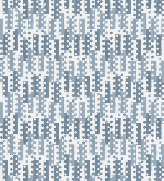 Papel pintado geométrico de puntos y recuadros azules estilo retro - Evian 682045