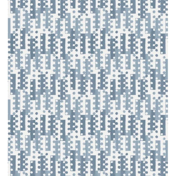 Papel pintado geométrico de puntos y recuadros azules estilo retro - Evian 682045